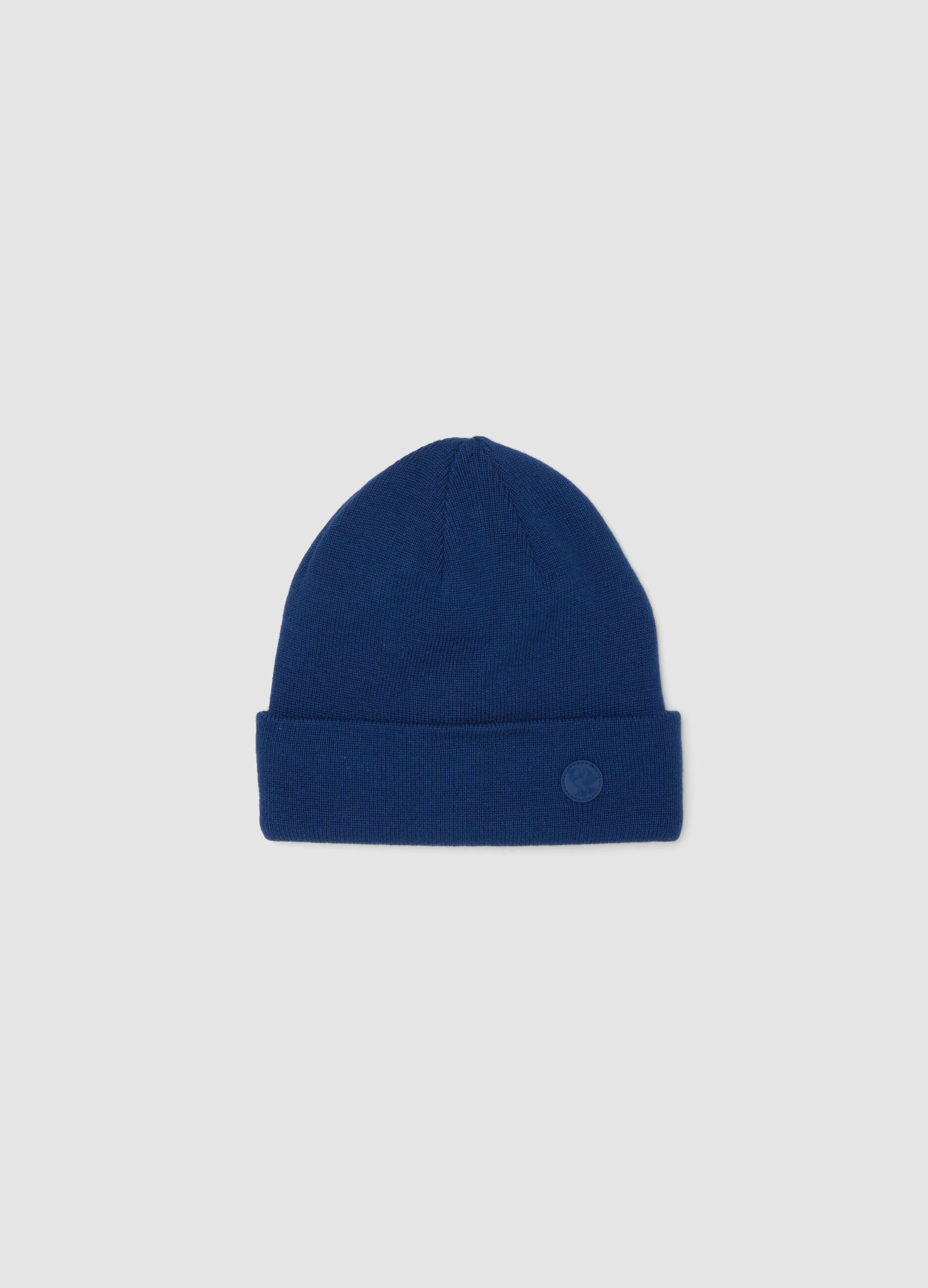 Blue cotton-blend jersey knit beanie