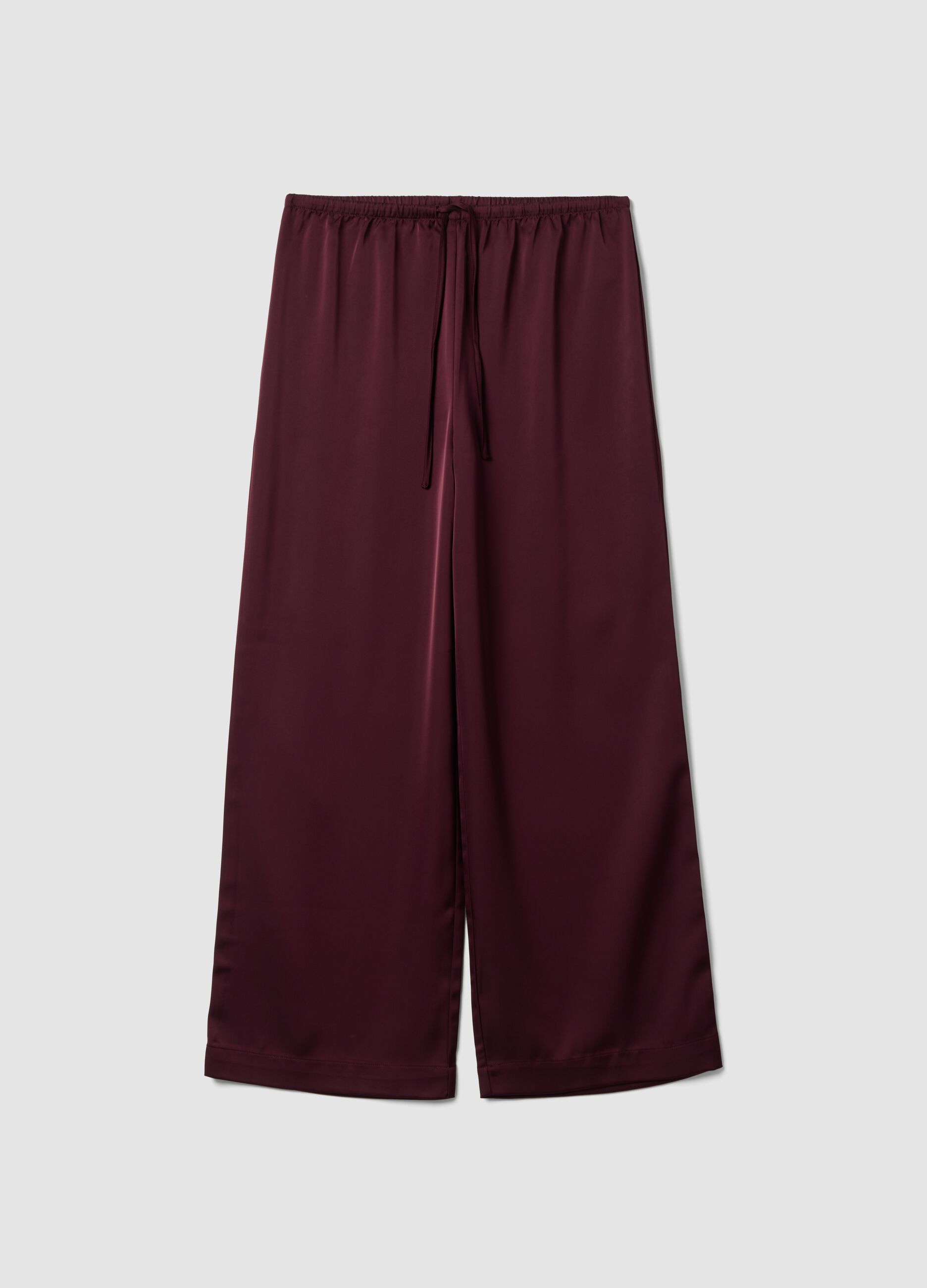 Red wide-leg trousers with regular waist