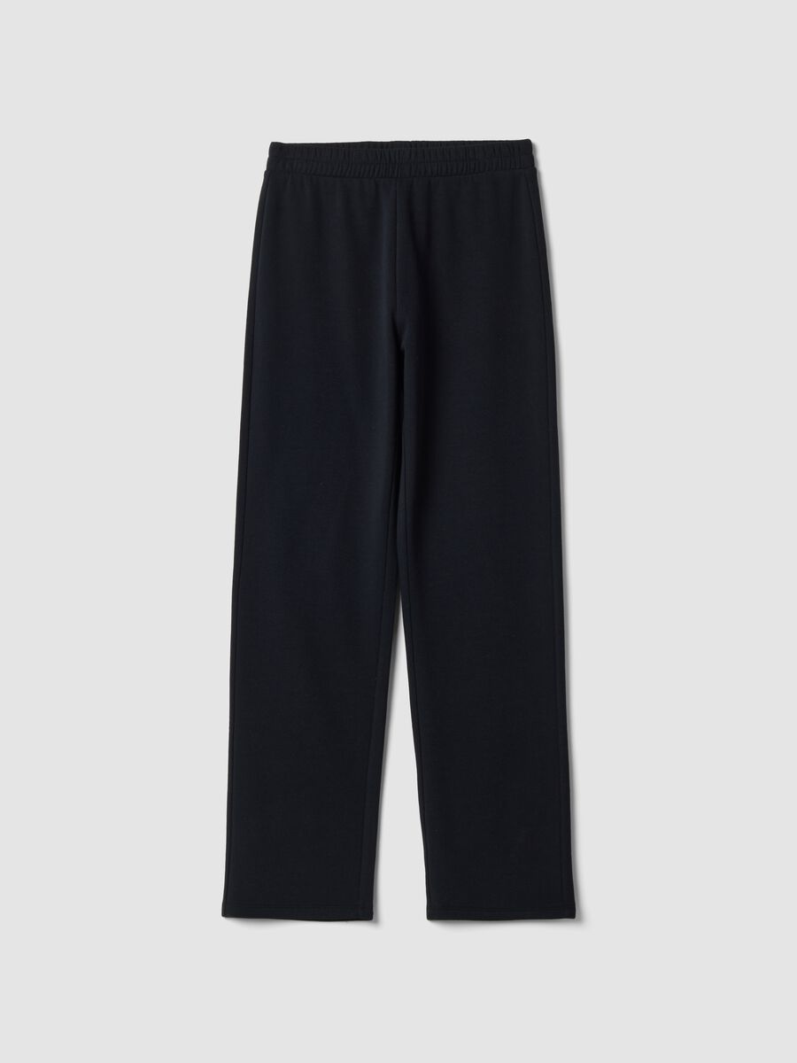 Black cotton-blend joggers with elasticated waistband, regular fit_0