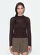 T-shirt marrone in tessuto elasticizzato traforato con colletto rialzato_3