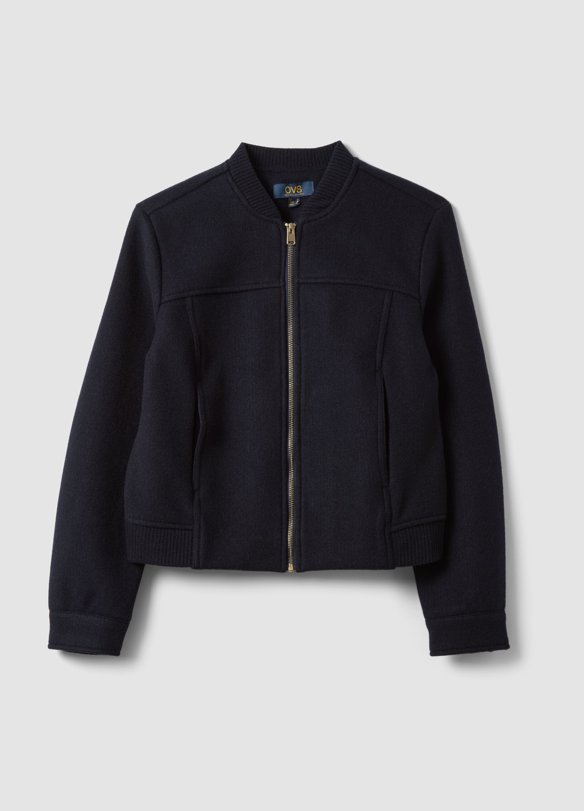 Navy blue regular-fit jacket with zip