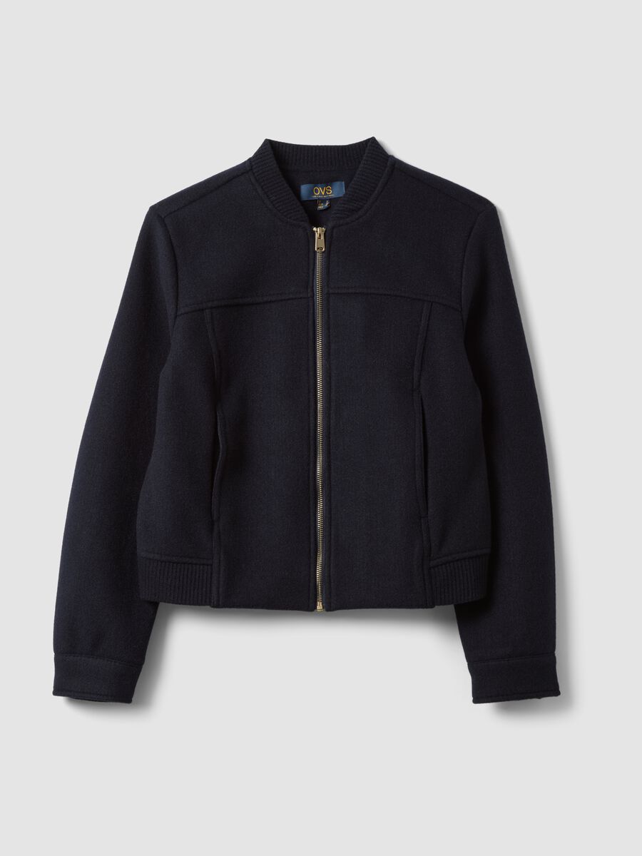 Navy blue regular-fit jacket with zip_4