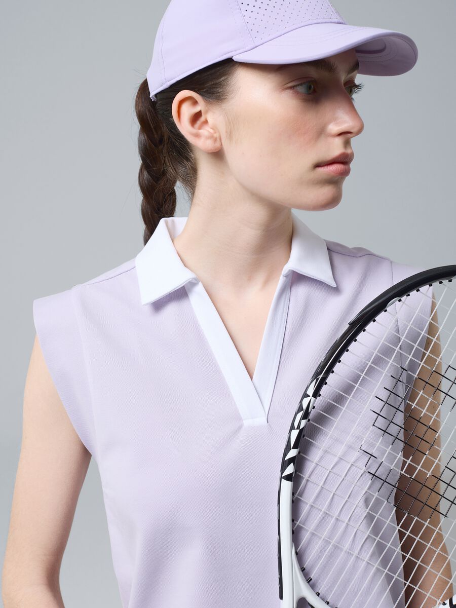Purple sleeveless ALTAVIA COURT polo in stretch cotton with classic collar_2