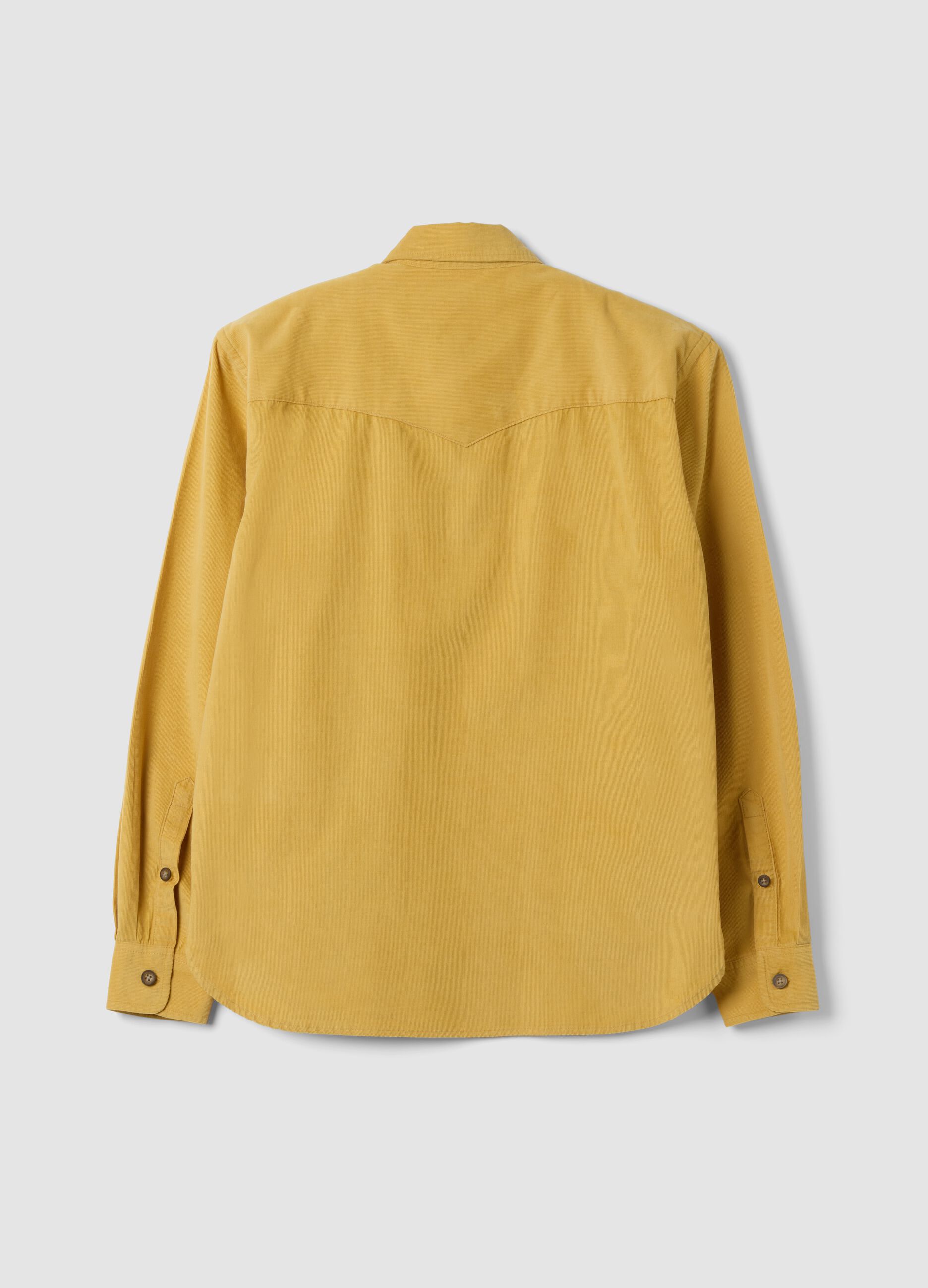 Camicia gialla in puro cotone a coste regular fit