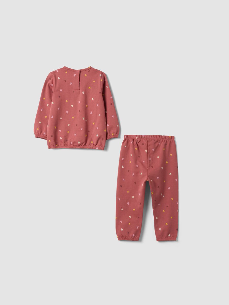 Pink crew‑neck pyjamas in pure organic cotton_1