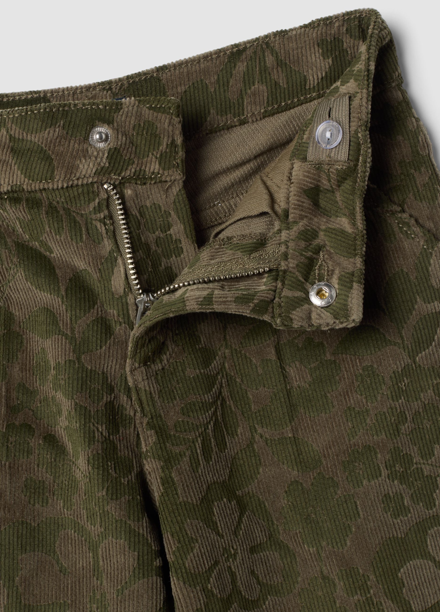Green wide-leg stretch cotton trousers