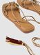 Brown flat sandals with braided tie-up straps_2