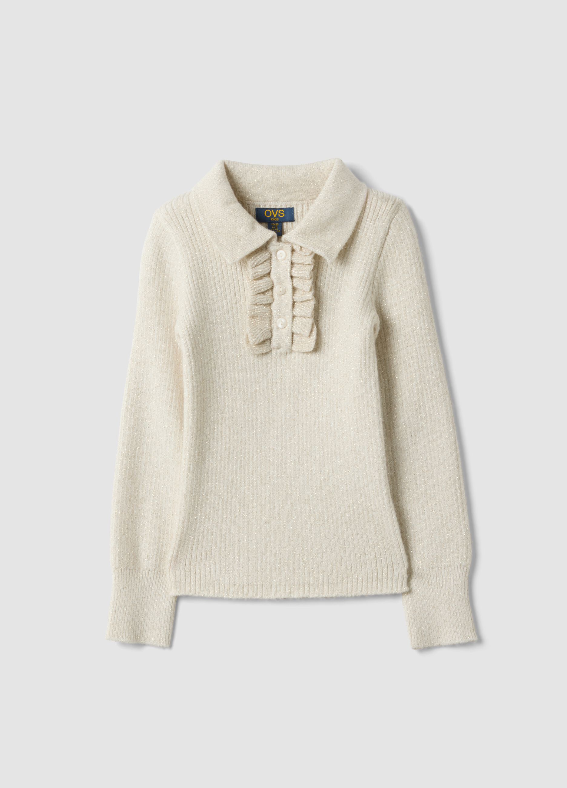 Girls&rsquo; white ribbed viscose-blend top