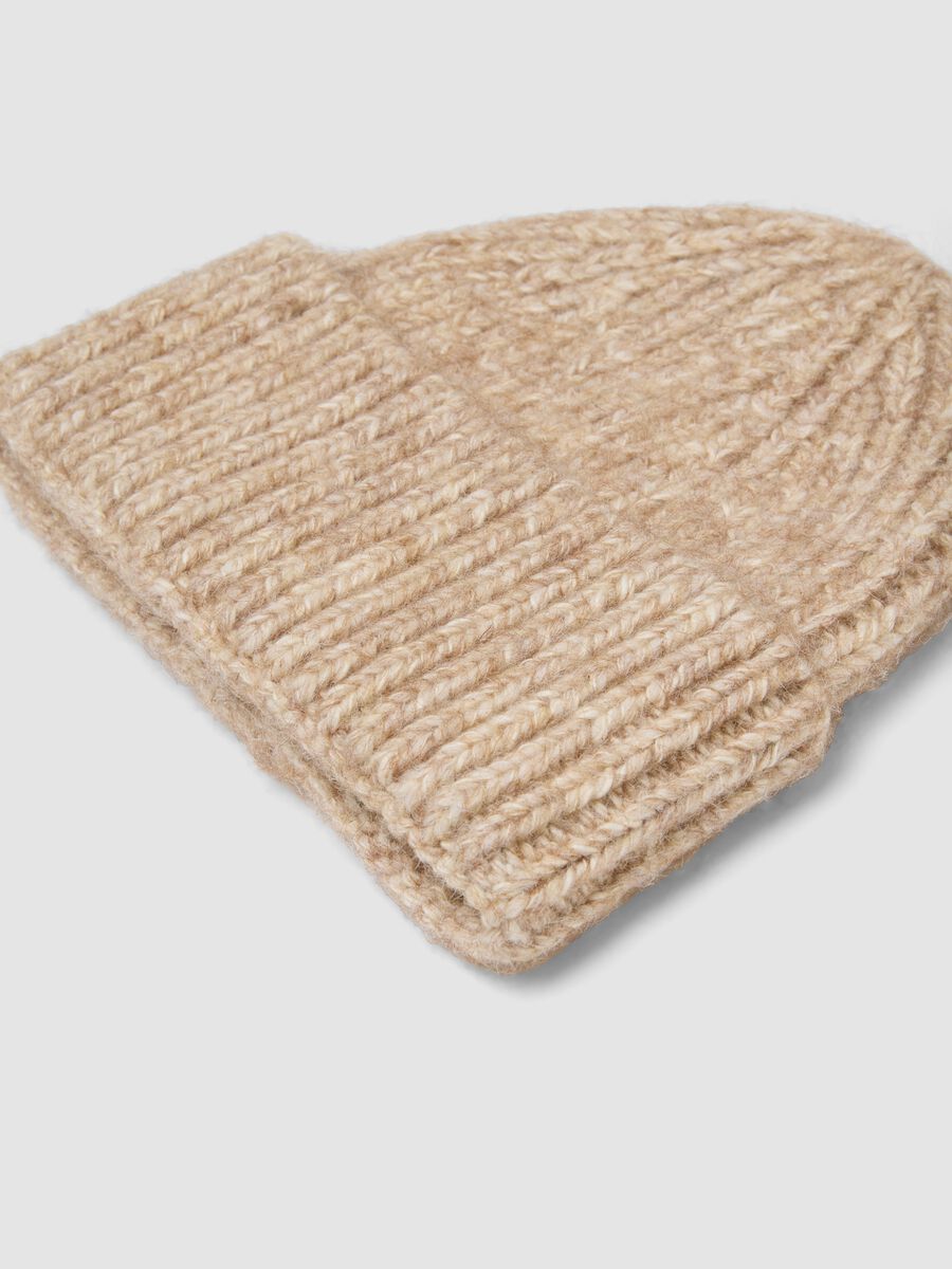 White ribbed wool-blend beanie_1