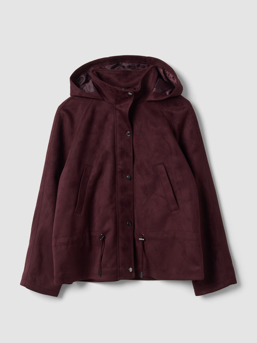 Parka viola con cappuccio e chiusura zip e bottoni_4