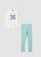 Blue organic cotton crew-neck pyjamas_0