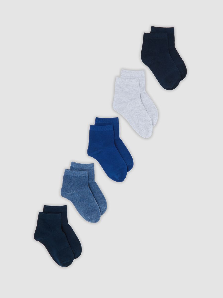 Five-pack of multicolour short socks in stretch organic cotton_0