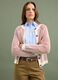 Cardigan bianco in puro cotone a coste con girocollo_1