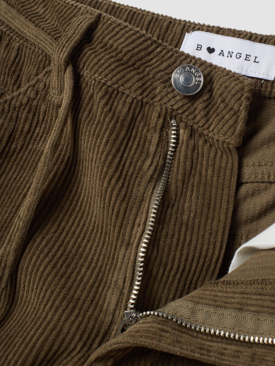 Brown pure cotton corduroy wide-leg trousers_1
