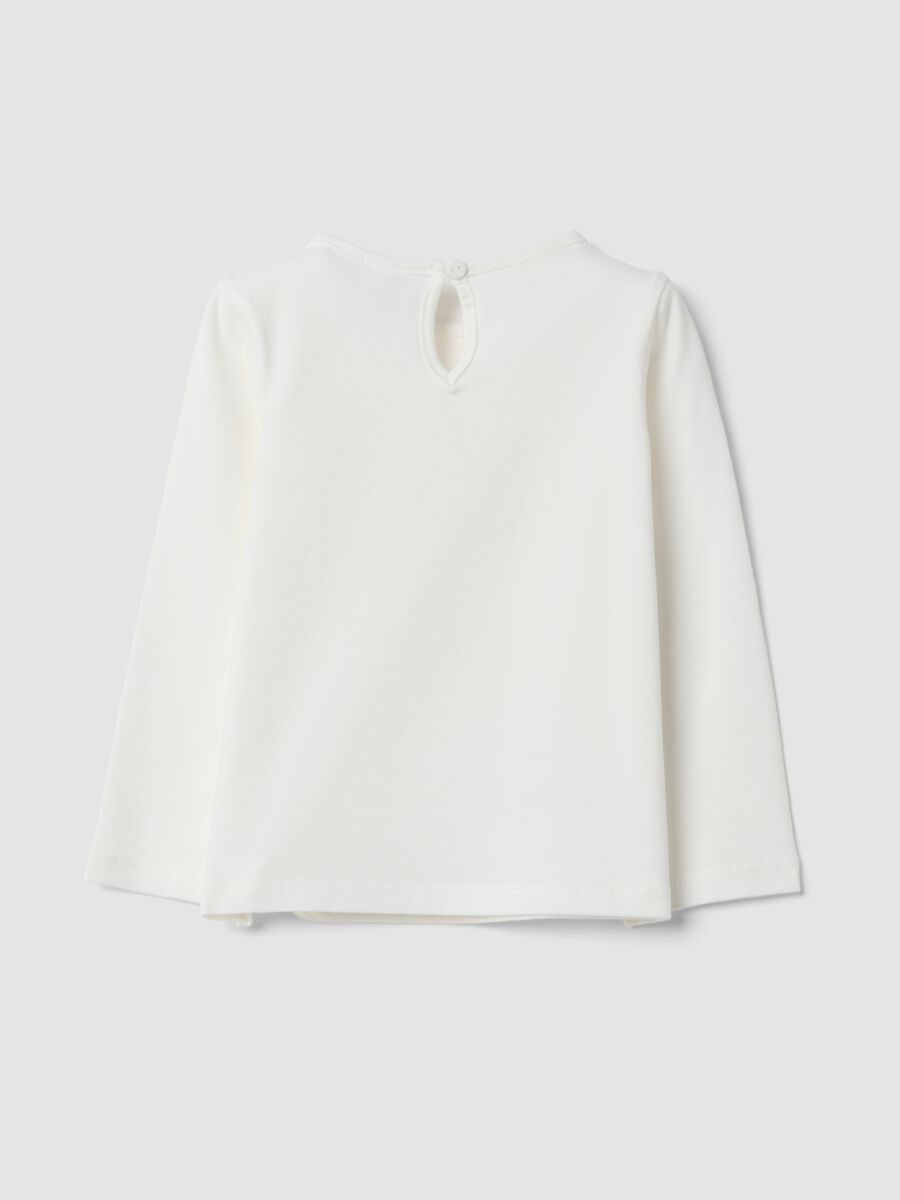 White organic stretch cotton jersey T-shirt with print, regular fit_1