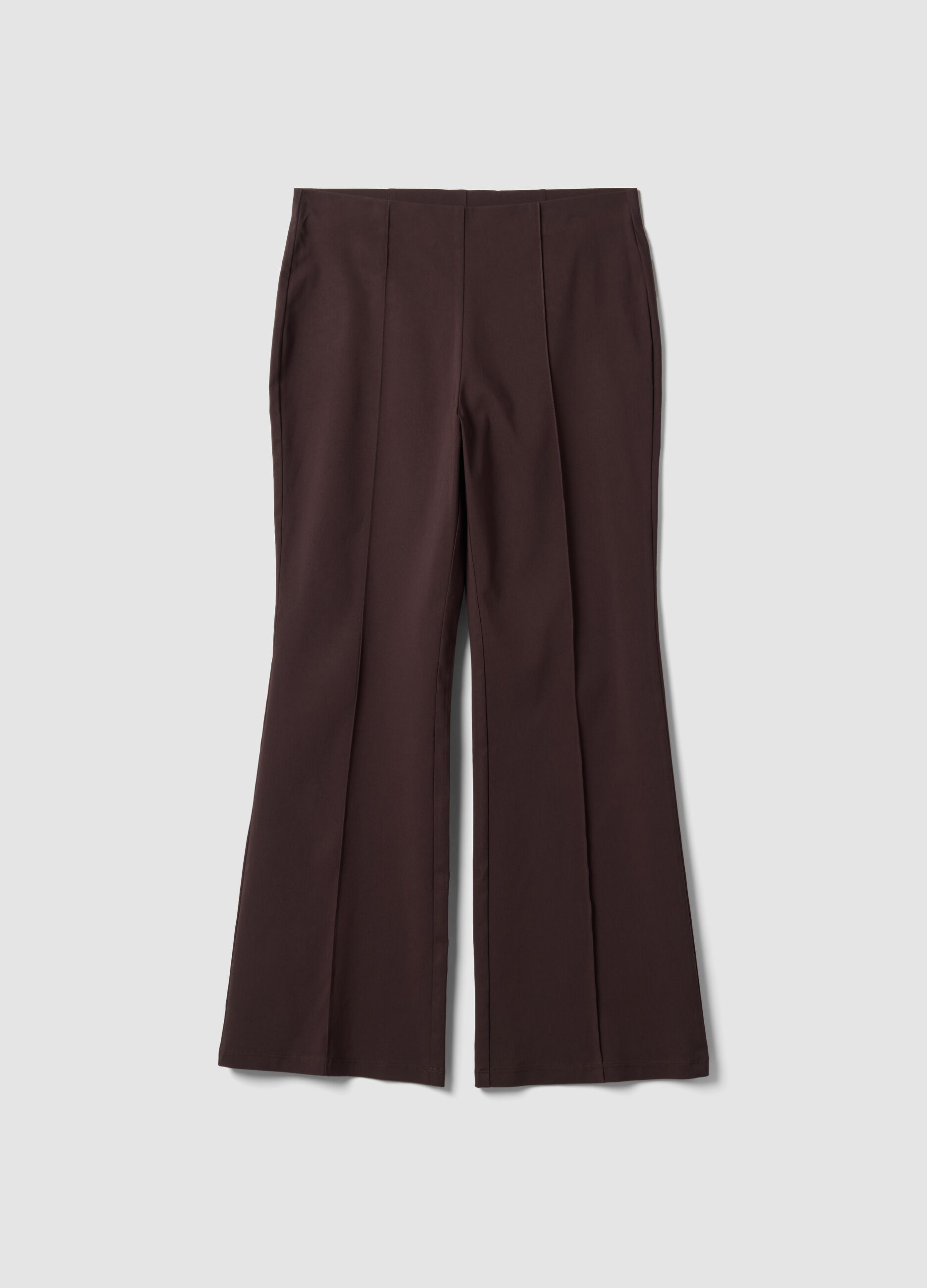 Brown flare trousers in stretch viscose