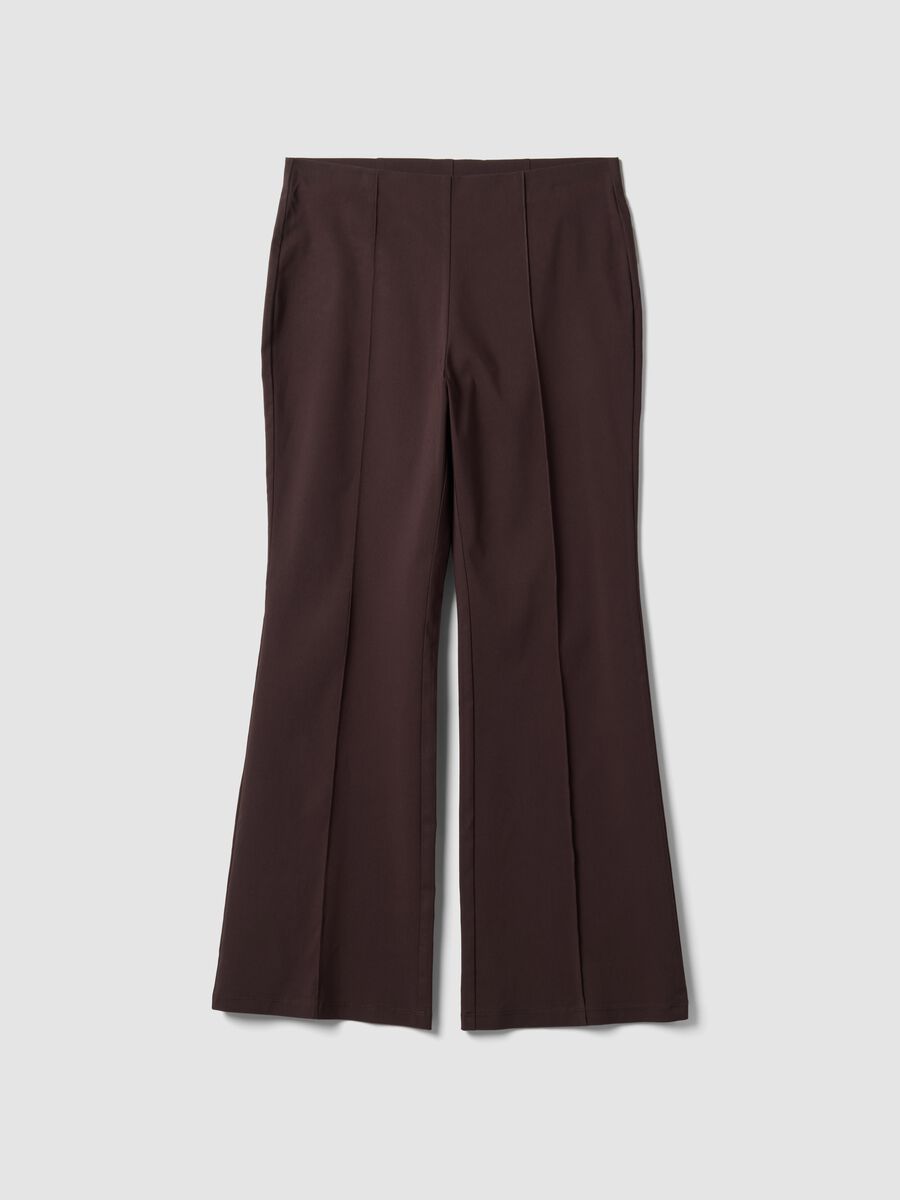 Brown flare trousers in stretch viscose_0