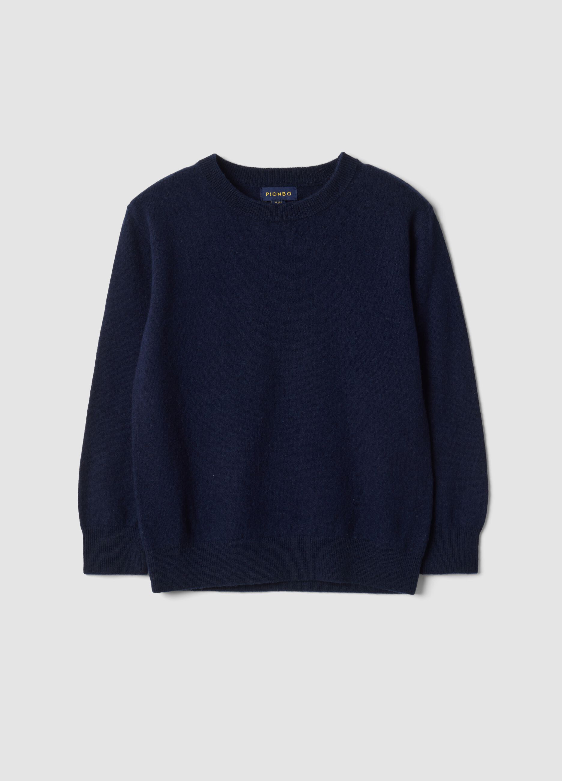 Maglia blu in pura lana a maniche lunghe regular fit