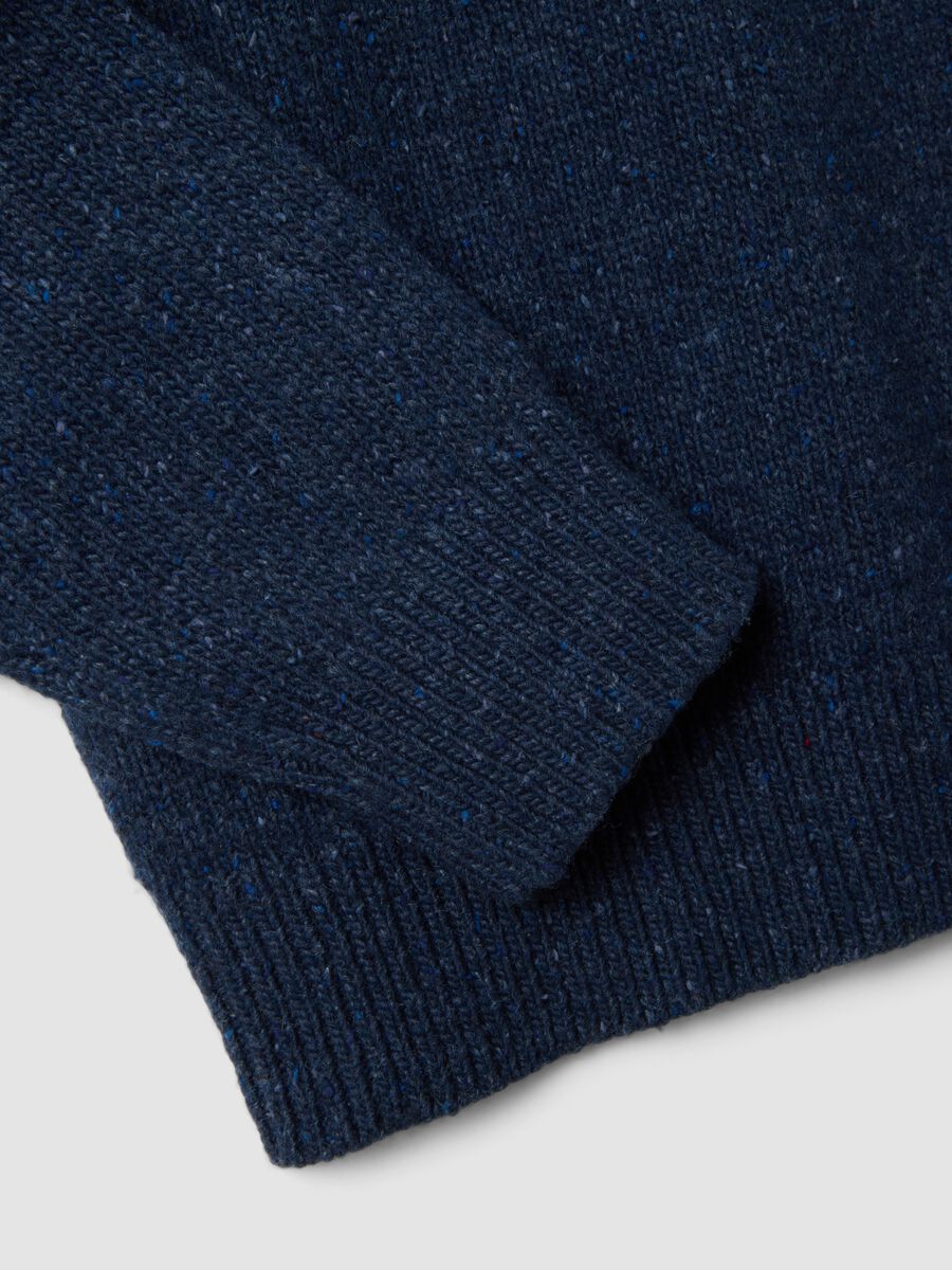 Blue crew-neck cotton and wool-blend jumper_1