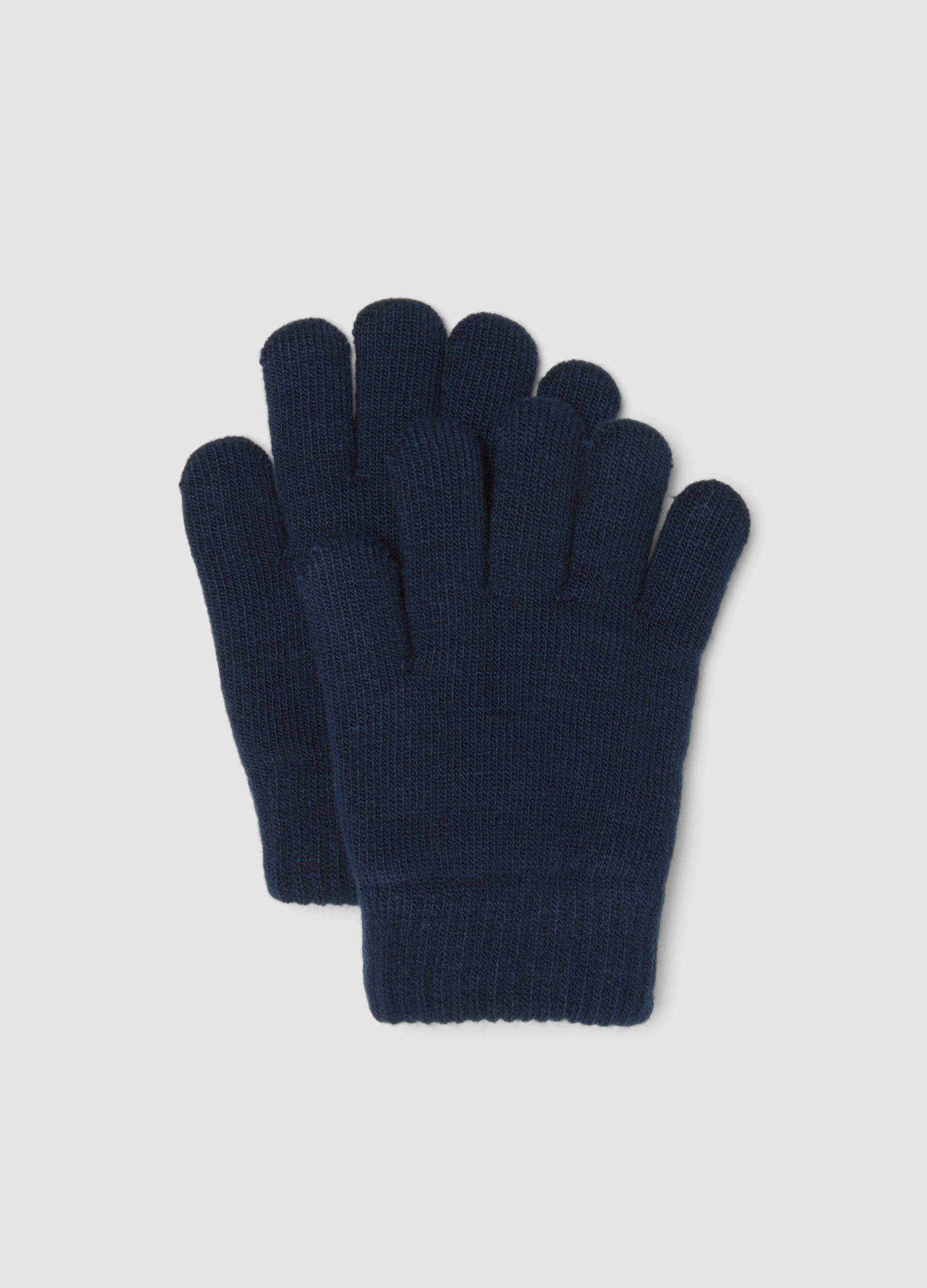 Blue stretchy fabric gloves