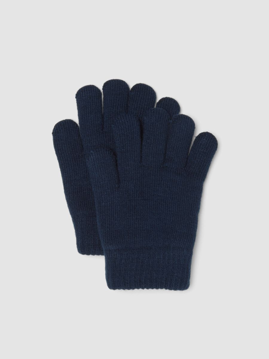 Blue stretchy fabric gloves_0