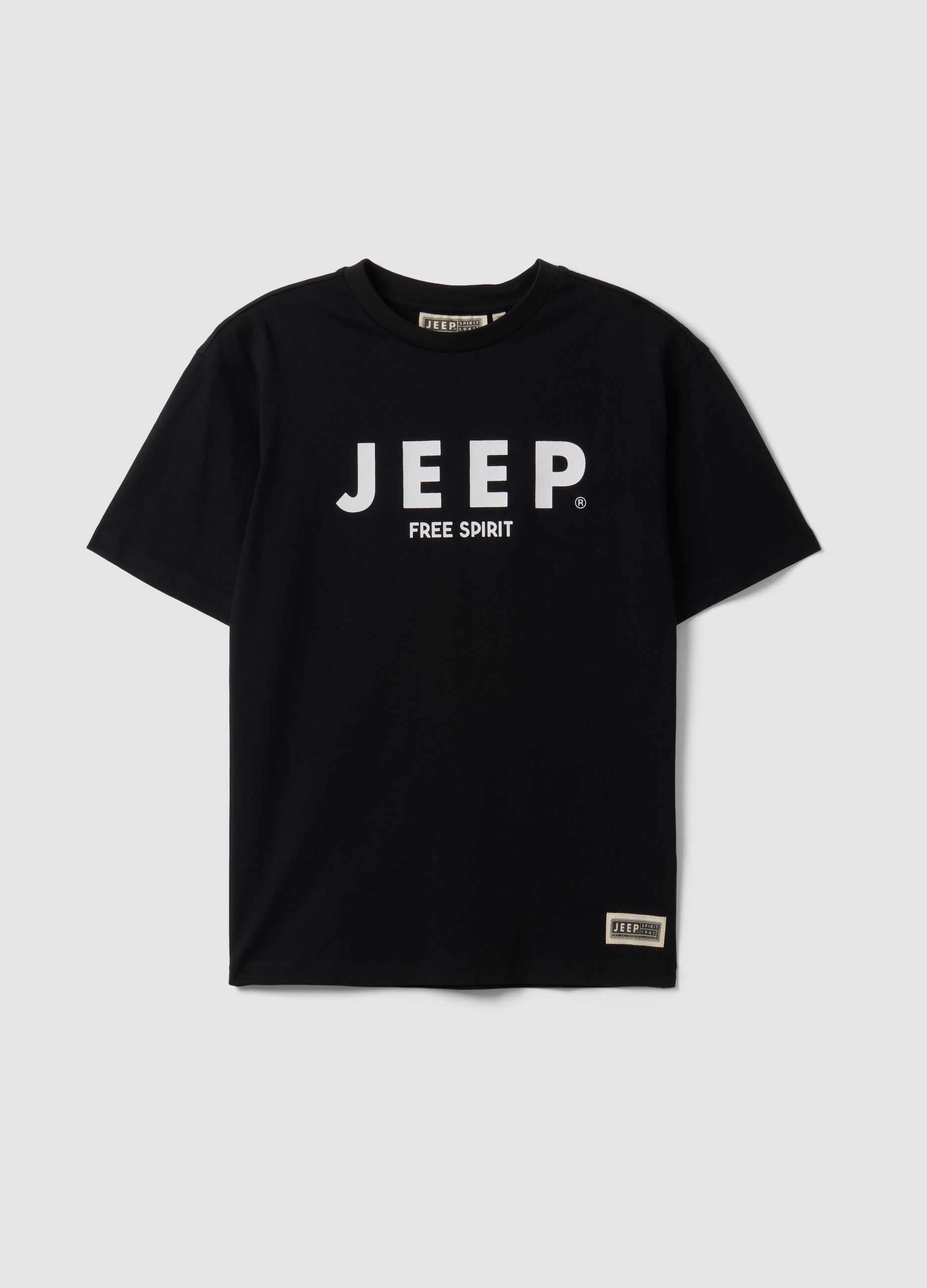 تيشيرت أسود قطني 100% بأكمام قصيرة مع كتابة Jeep