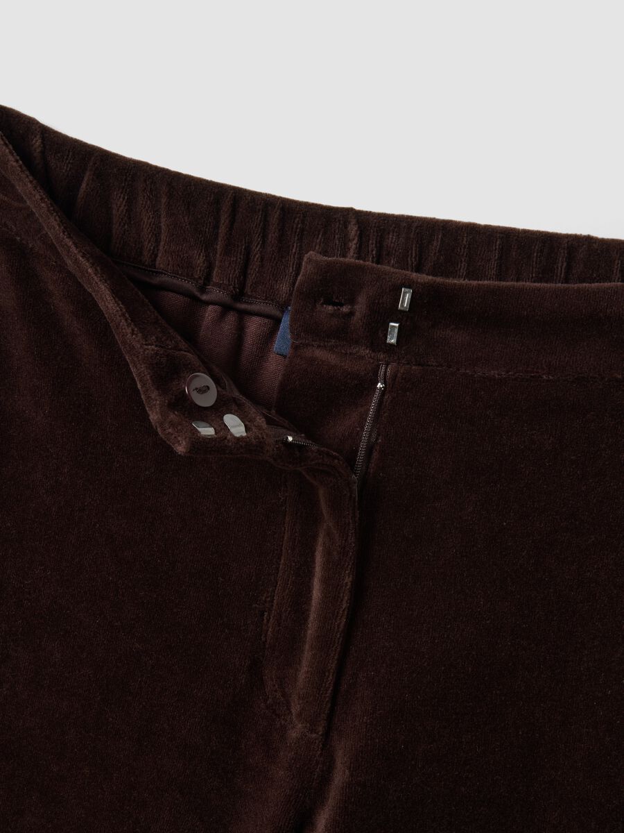 Brown cotton-blend regular-fit tailored trousers_1