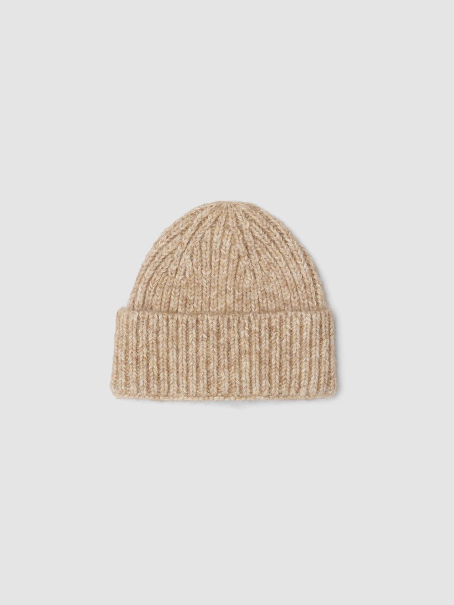 White ribbed wool-blend beanie_0