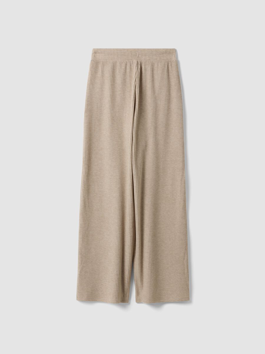 Beige ribbed stretch viscose straight-fit trousers_2