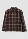 Brown cropped pure-cotton checked shirt with zip, oversized fit_0