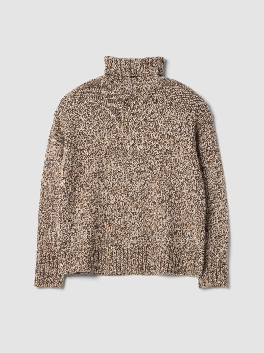 Brown roll-neck wool-blend oversized jumper_0