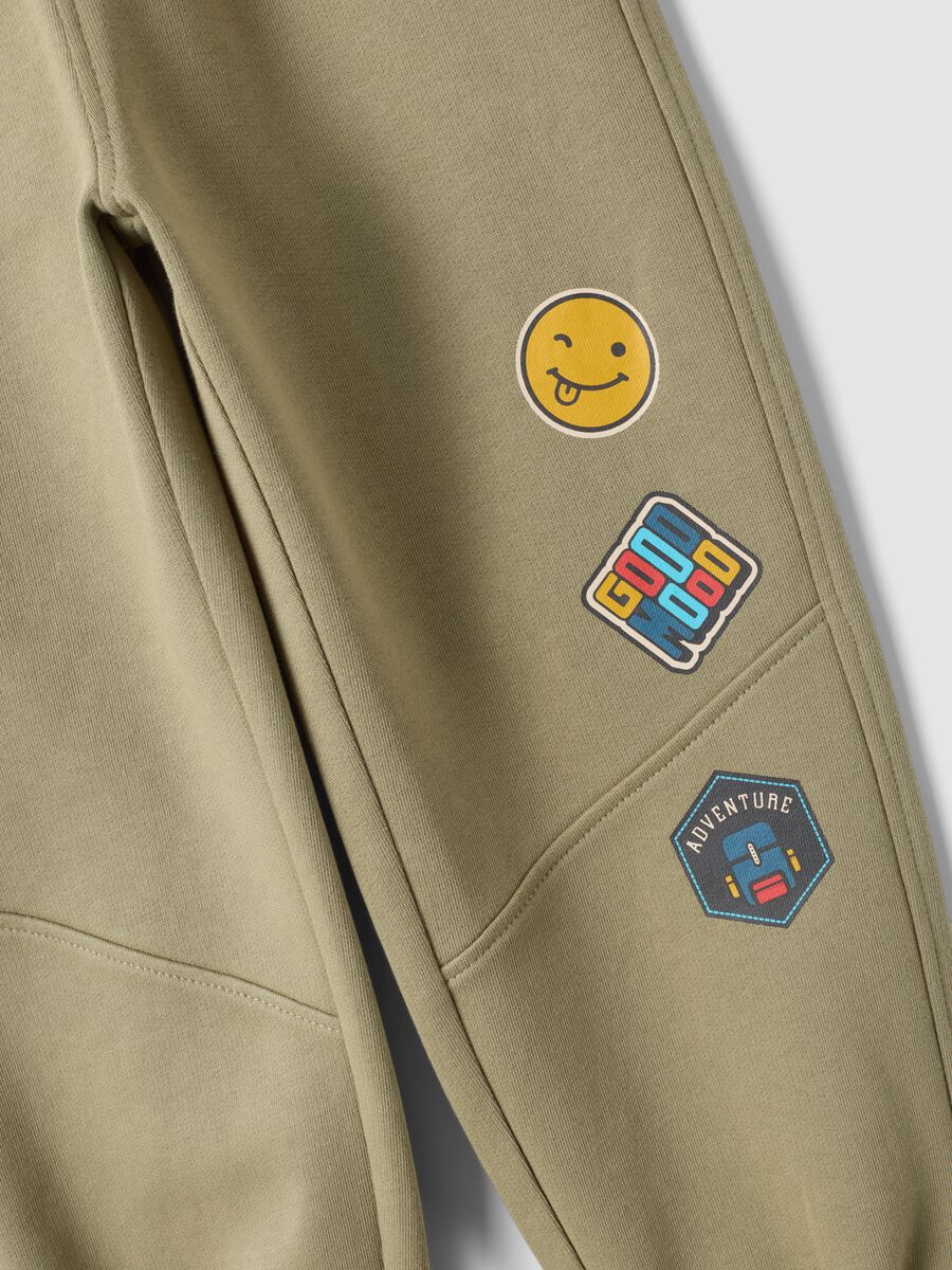 Beige pure cotton fleece over-fit jogger trousers_2