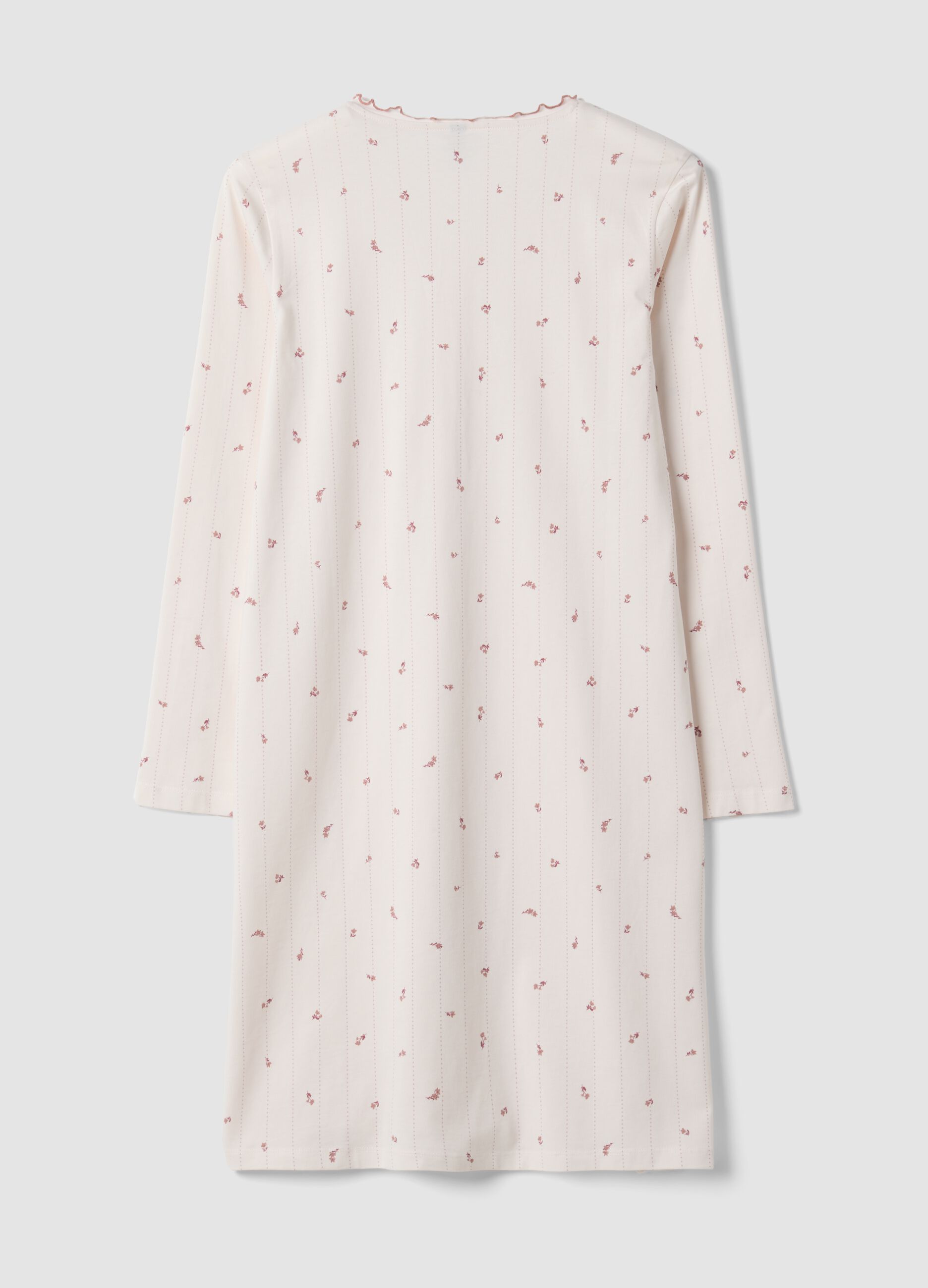 Pink pure organic cotton nightdress with round neckline