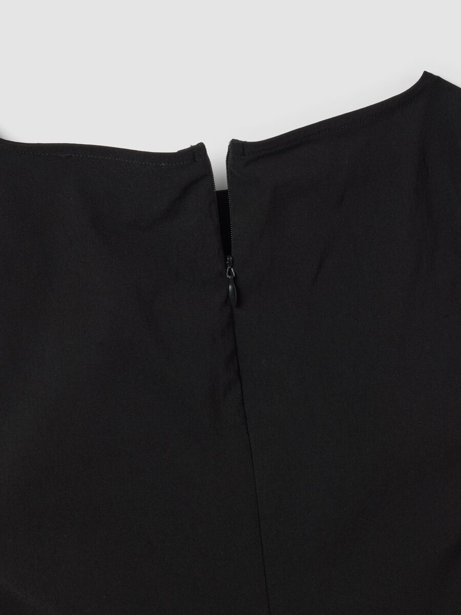 Black sleeveless stretch viscose dress with eyelets_5