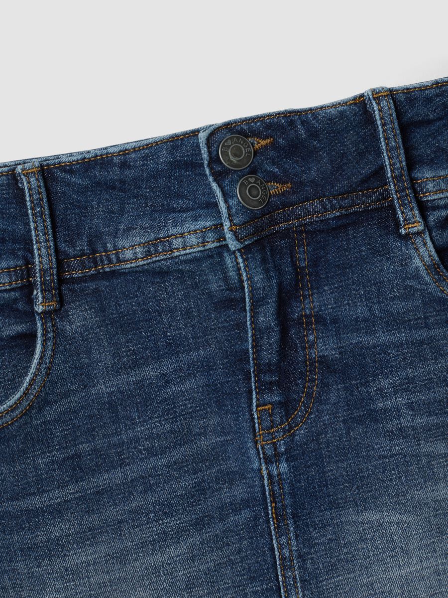 Blue stretch cotton denim mini skirt_1