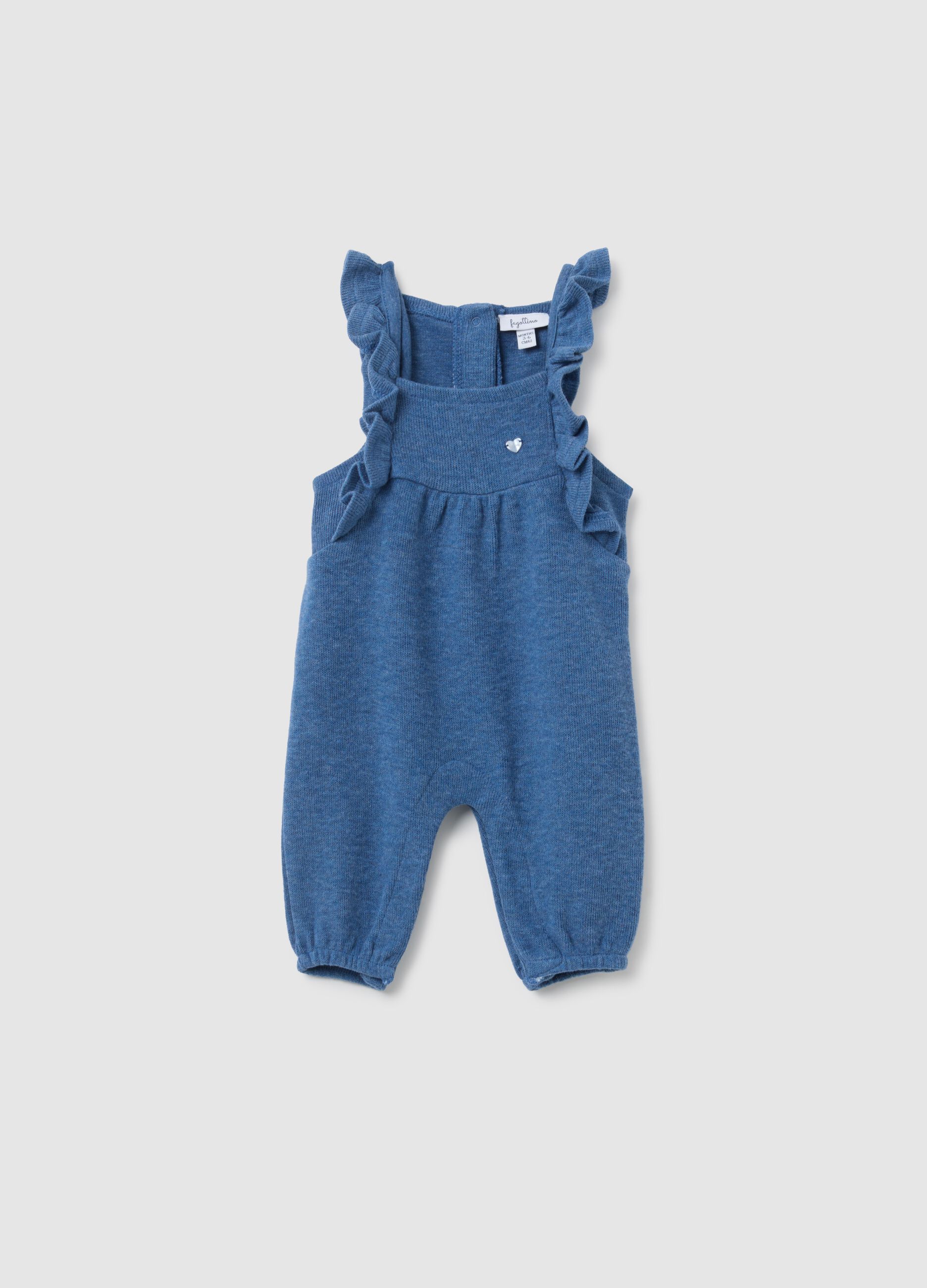 Baby girl's blue cotton dungarees with regular fit