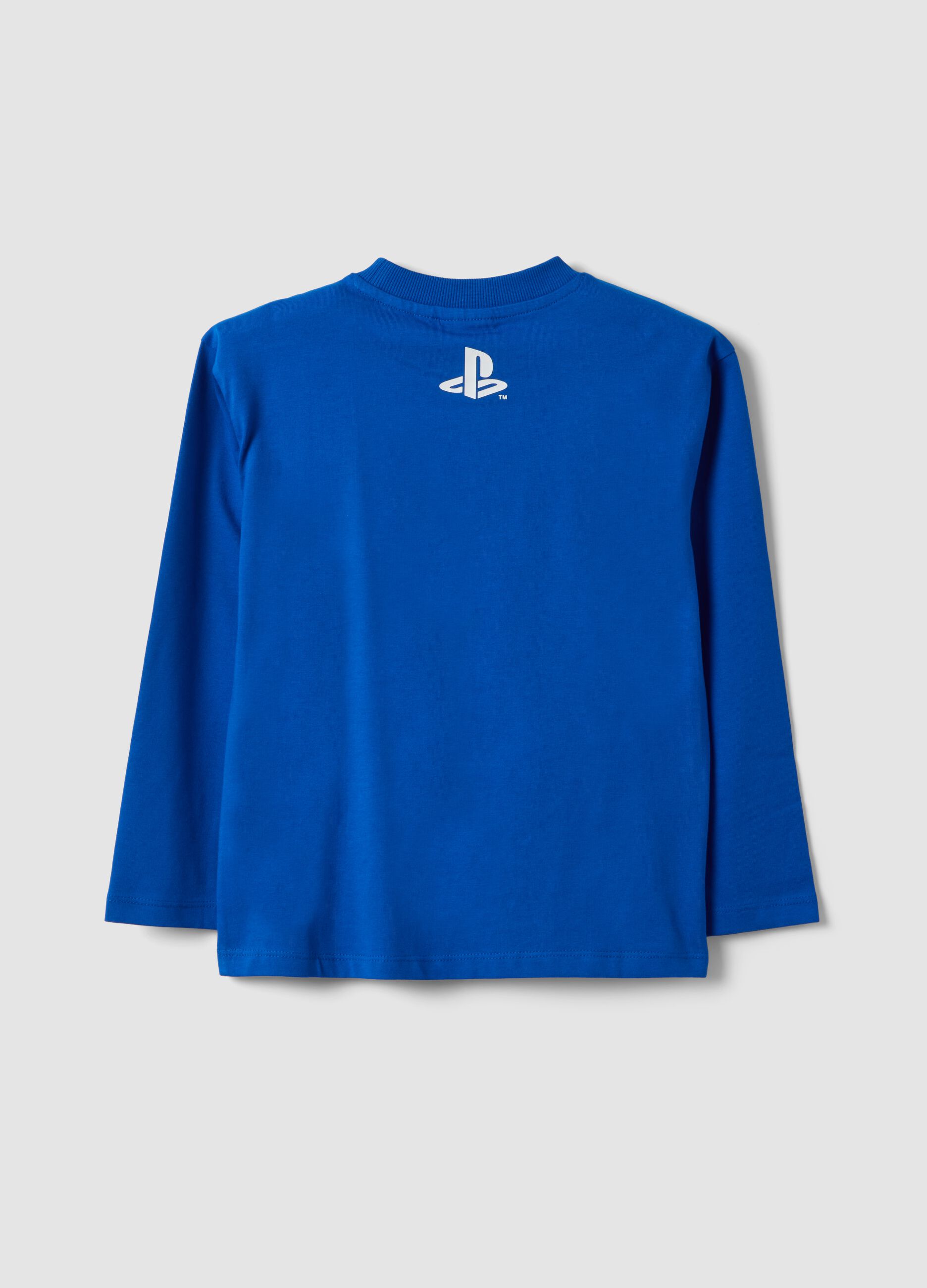 Blue pure cotton Astro Bot print T-shirt, relaxed fit