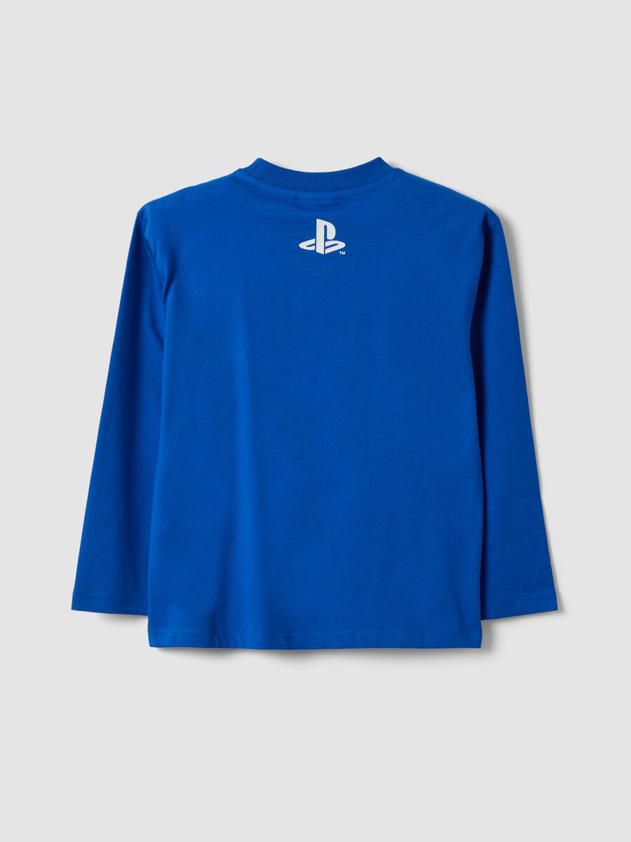 Blue pure cotton Astro Bot print T-shirt, relaxed fit_1