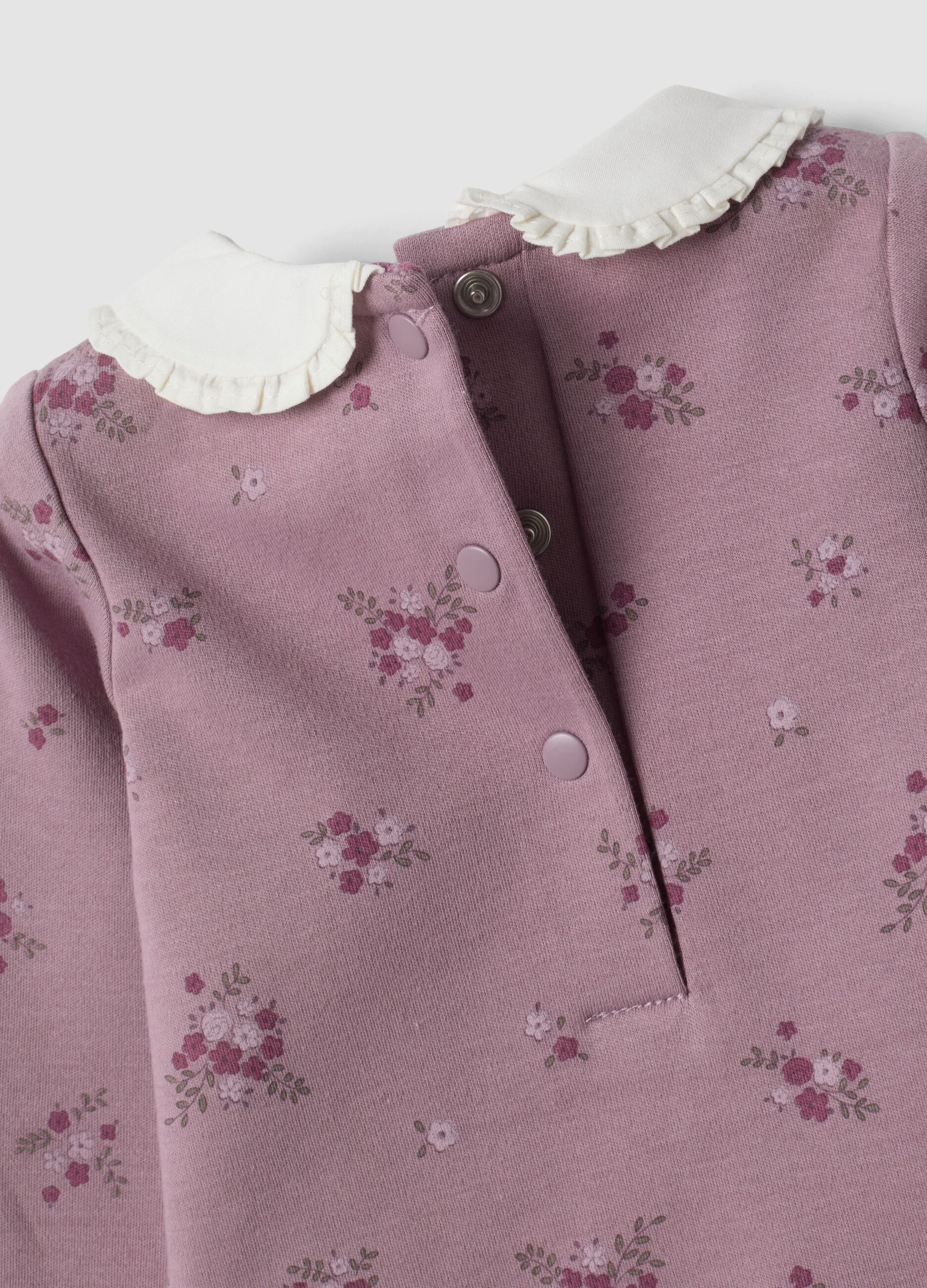 Purple organic cotton bodysuit with collar