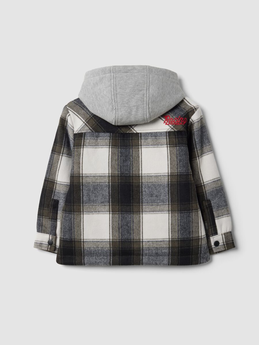Grey checked hooded padded shacket_1