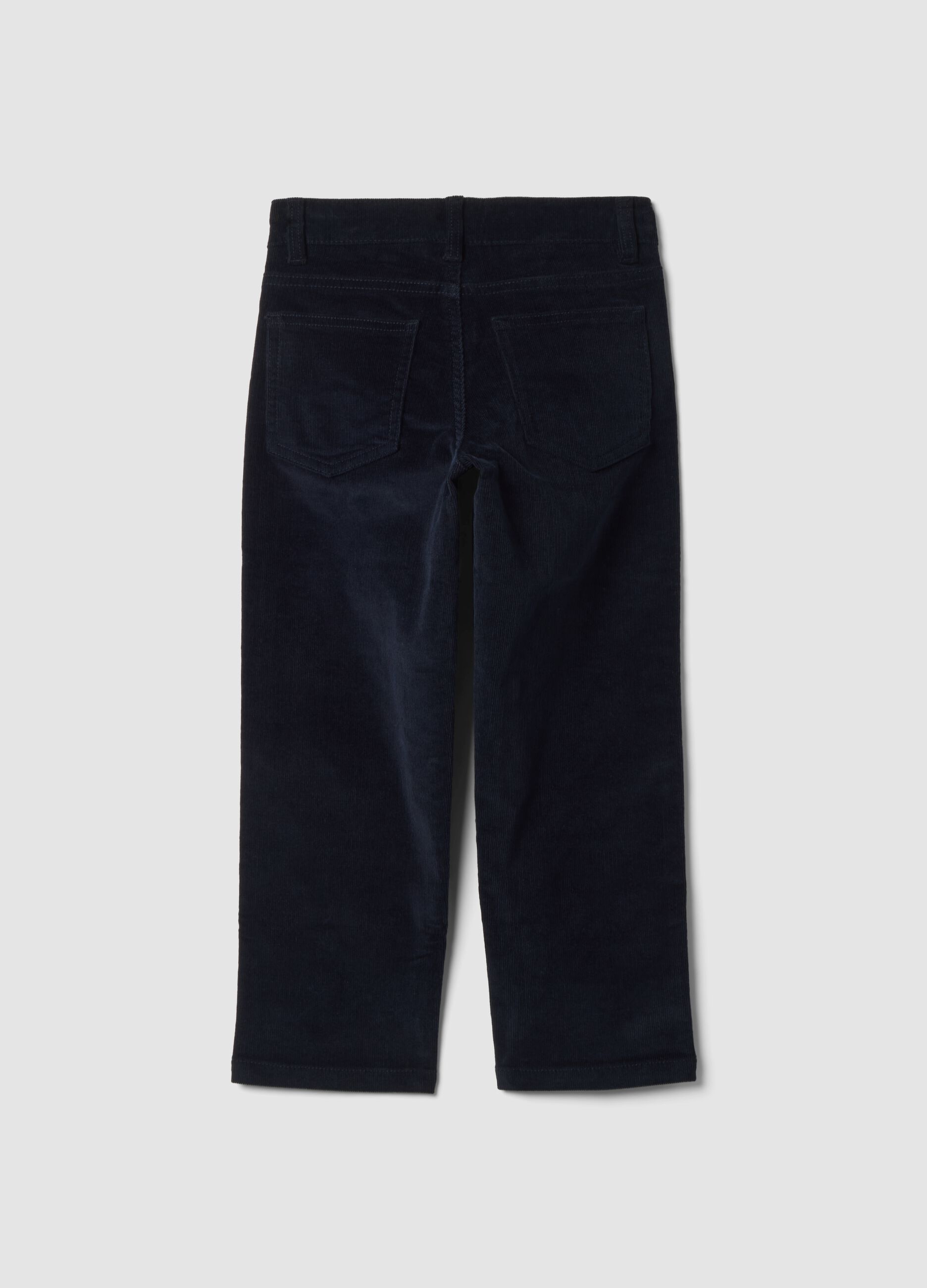 Blue ribbed stretch-cotton trousers