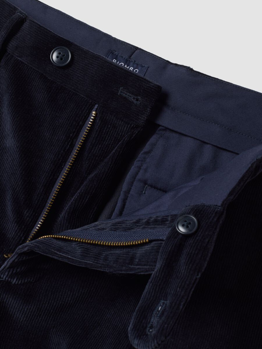 Navy blue stretch cotton trousers_1