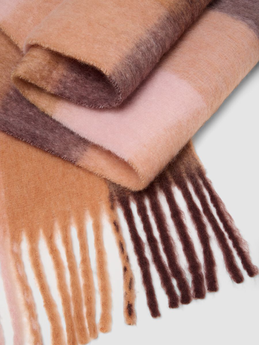 Brown wool and alpaca-blend scarf with fringes_2