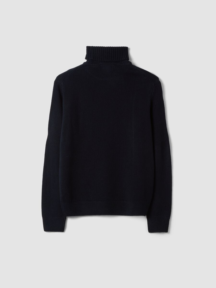 Blue regular-fit roll-neck jersey knit top_2