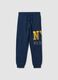 Blue pure cotton joggers with contrast print for boys_0