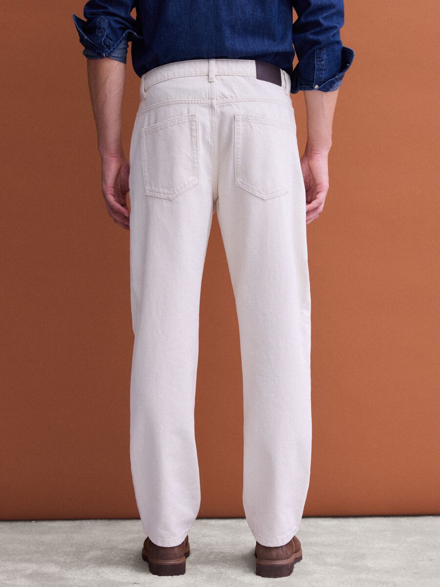 Jeans beige in puro cotone straight fit_3