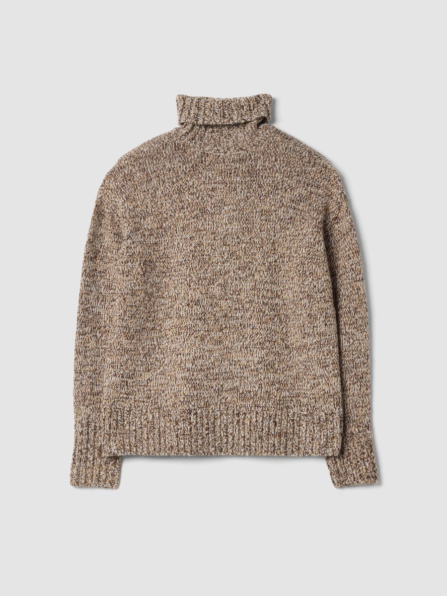 Brown roll-neck wool-blend oversized jumper_2
