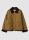 Brown pure-cotton jacket with ribbed collar_0