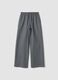 Grey wide-leg cotton-blend trousers with lurex_0