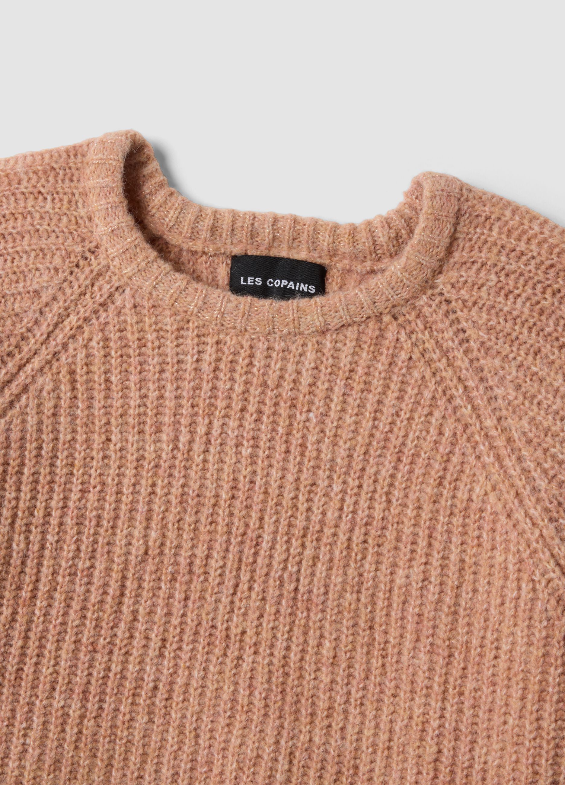 Pink ribbed stretch-wool jumper, regular fit
